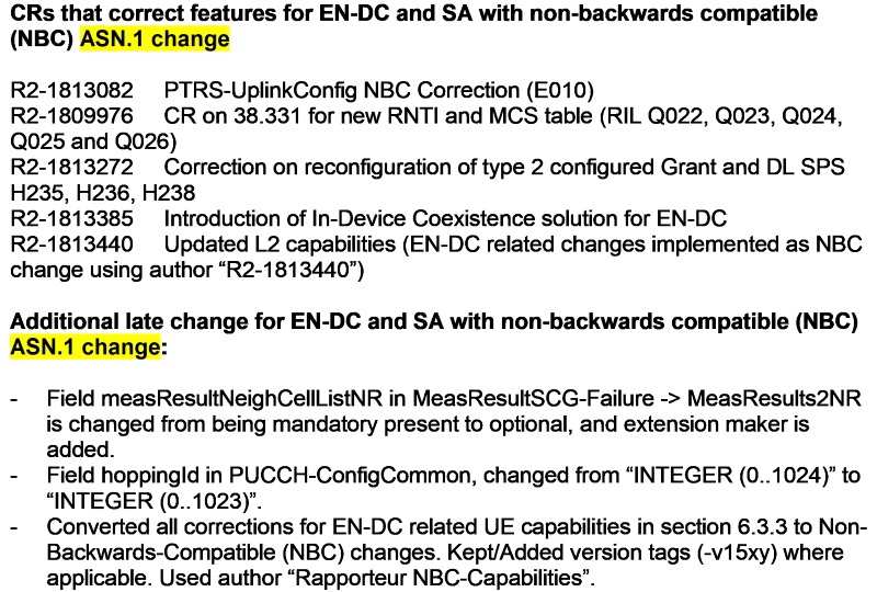 A list of eight 5G spec changes the 3GPP released this month. 