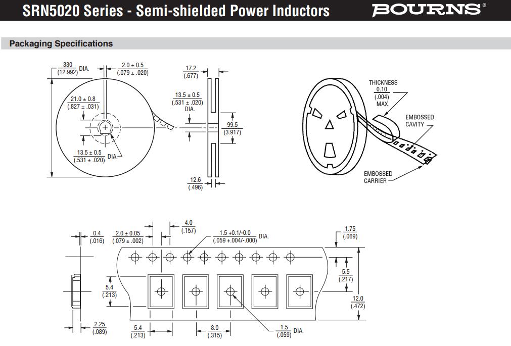 High rated current - up to 3.6 A Nonstandard Bourns Inc Inductor SRN5020-2R2Y