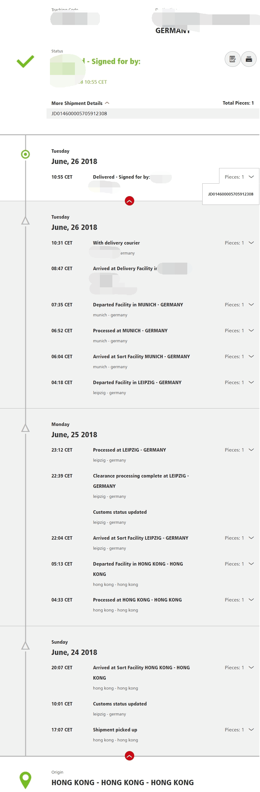 AD parts arrived Germany, so fast.