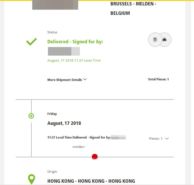 Two days from China to Belgium