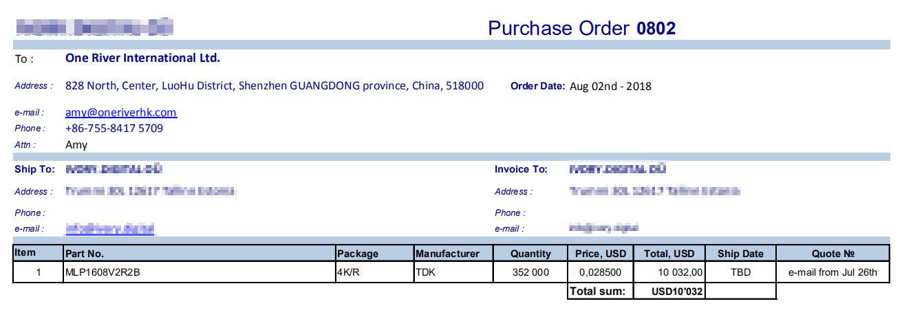 TKS to Our Russian customers have placed an order