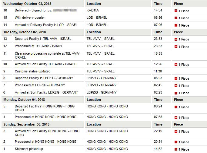 Israel customer only takes 4 days to gets capacitors from order to Arrival